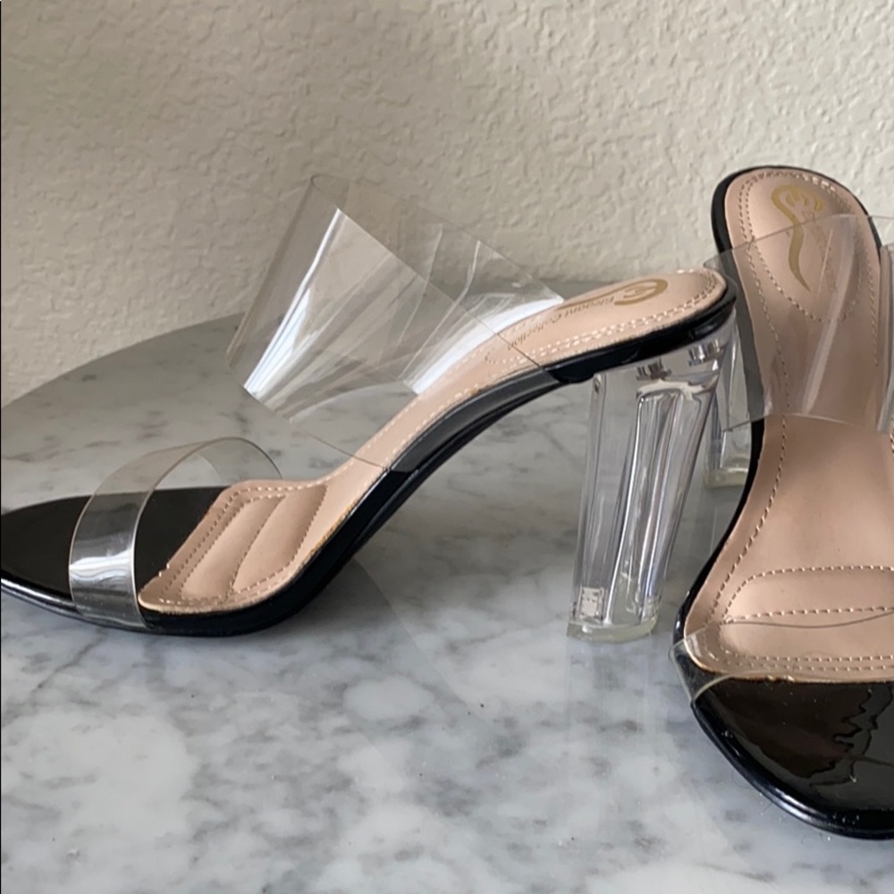 Elegant Collection Clear Strap And Block Heel - image 2